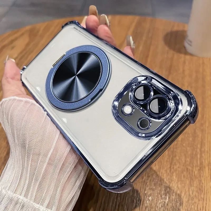 

Magnetic Holder For OnePlus 15 13T 13S 13R 13 Case Simple, Transparent Electroplated Air Cushion TPU Cover for OnePlus 15