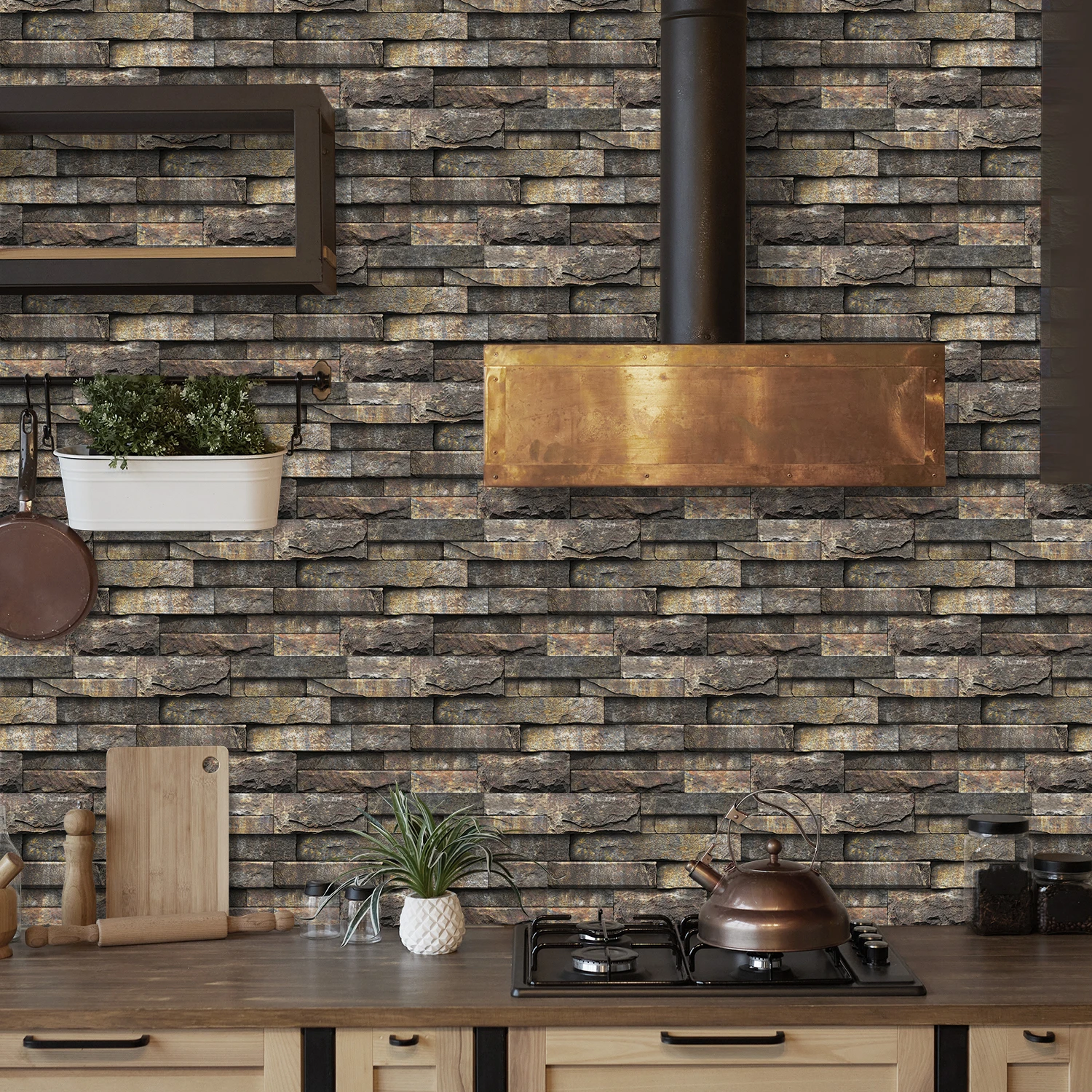 

Retro stone wall self-adhesive wall stickers are easy to install and wear-resistant, suitable for indoor wall decoration