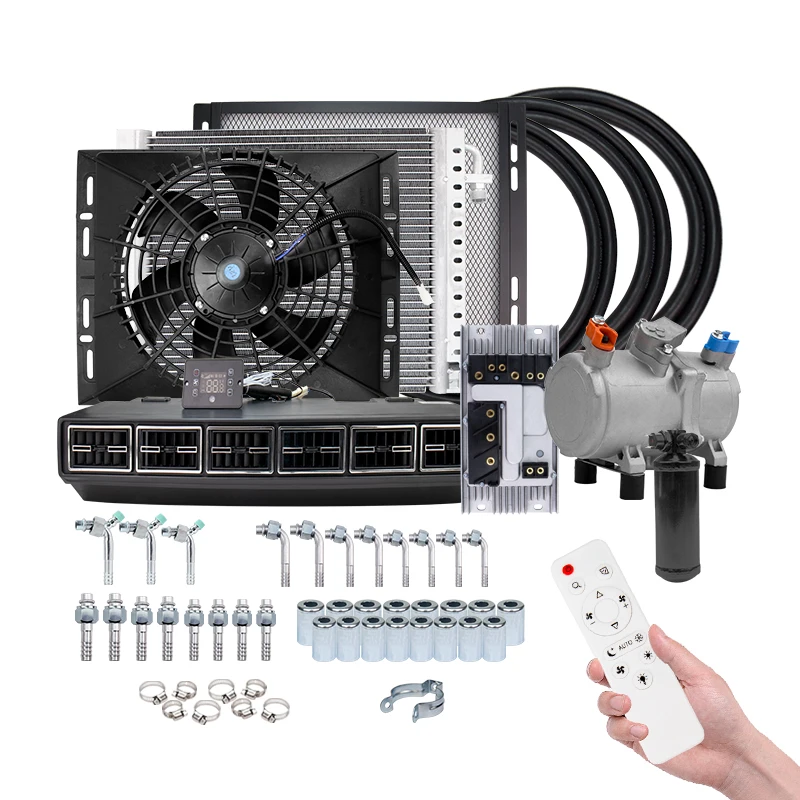 

Universal 12V 24V Automotive Electric Air Conditioning Compressor Kit for Heavy Duty Truck Bus Van RV Motorhome A/C Conditioner