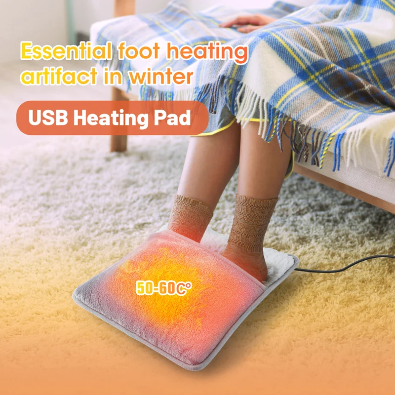  Electric Heated Flannel Foot Warmer Portable Fast Heating Pad Mat Blanket Sheet Washable for Men And Women Household Foot Heater 