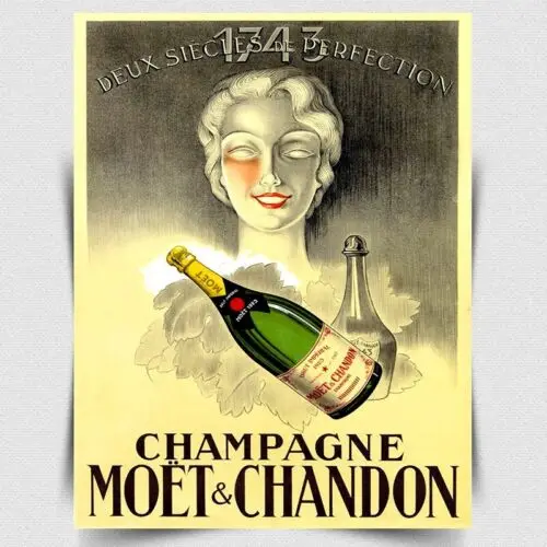 Letrero metálico de pared con publicidad de champán MOET para bar o cueva de hombre - Aluminio
