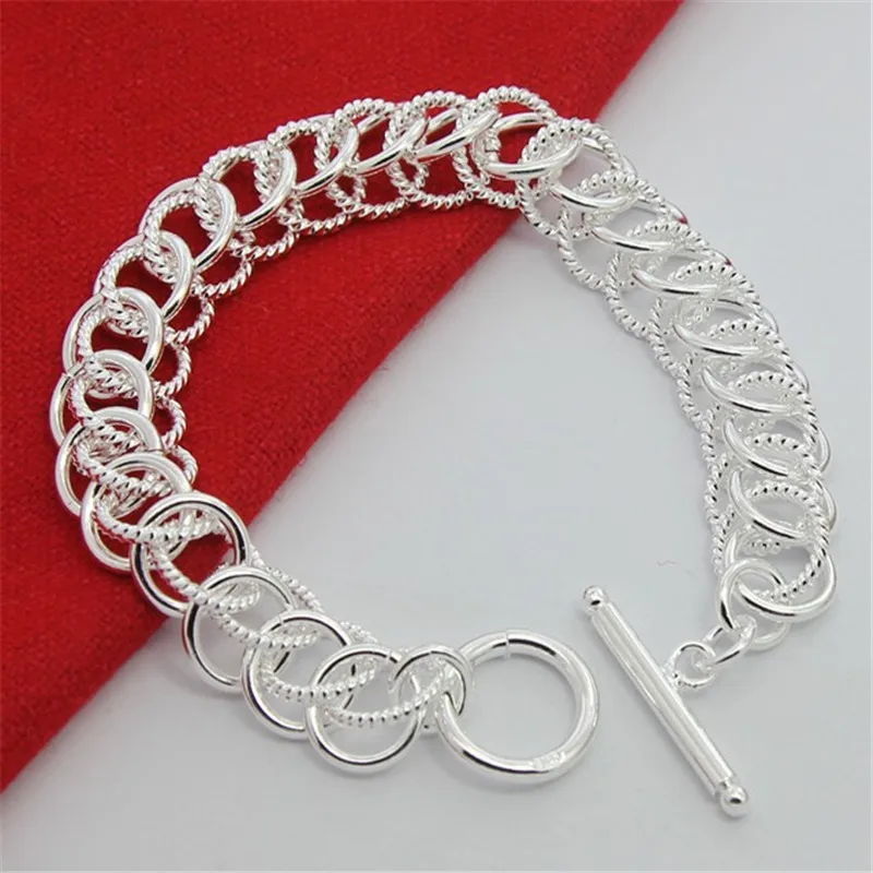

925 Sterling Silver Multi-circle Chain Bracelet For Woman Charm Wedding Engagement Party Fashion Jewelry