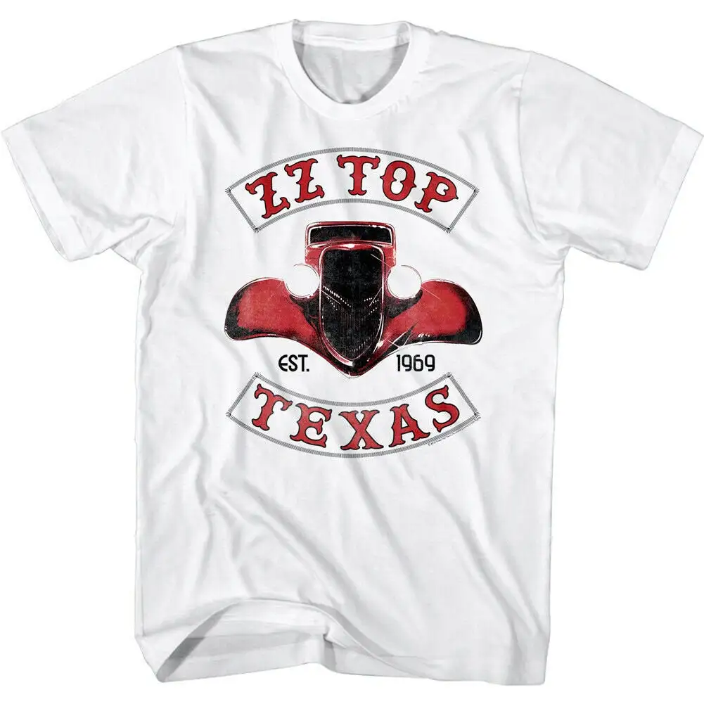 ZZ Top Men's T shirt Eliminator Car Texas 1969 Logo White Vintage American Music Hard Rock Band Concert Tour Merch