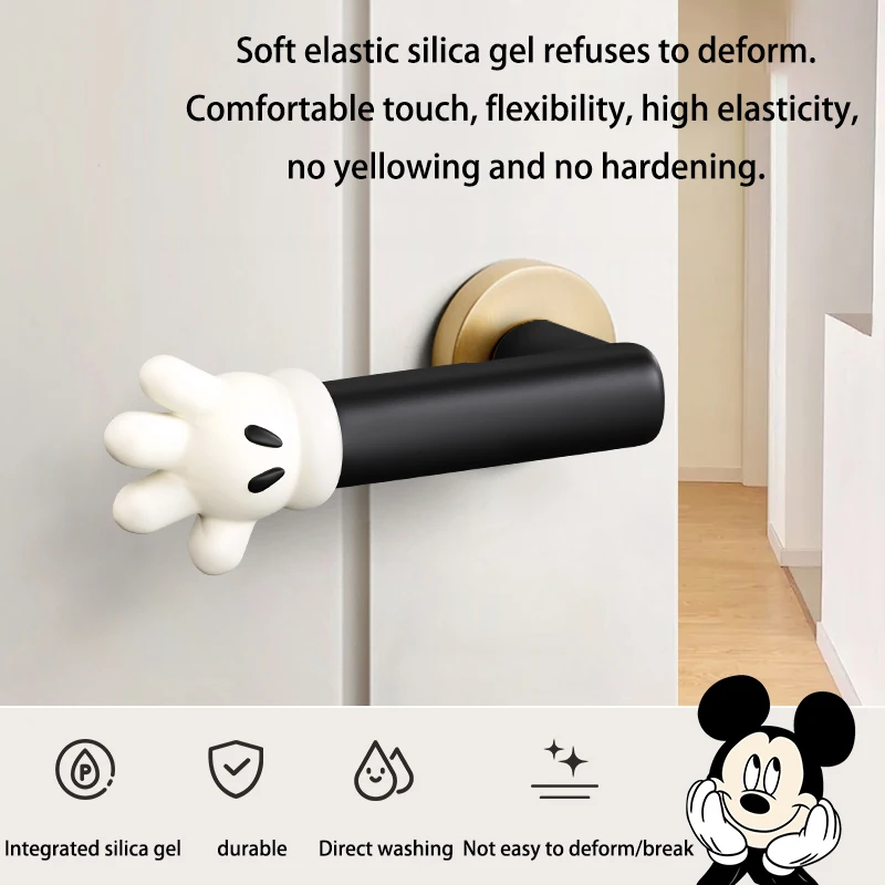 미키 손잡이 손잡이 보호 커버 충돌 방지 실리콘 귀여운 음소거 실리콘 크리 에이 티브 도어 블록 도어 핸들 장식