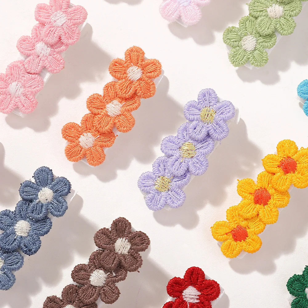 

2pcs/set Mini Flower Knitted Hair Side Clips for Baby Girls Handmade Toddler Bangs Hairpins Barrette Summer Headwear Accessories