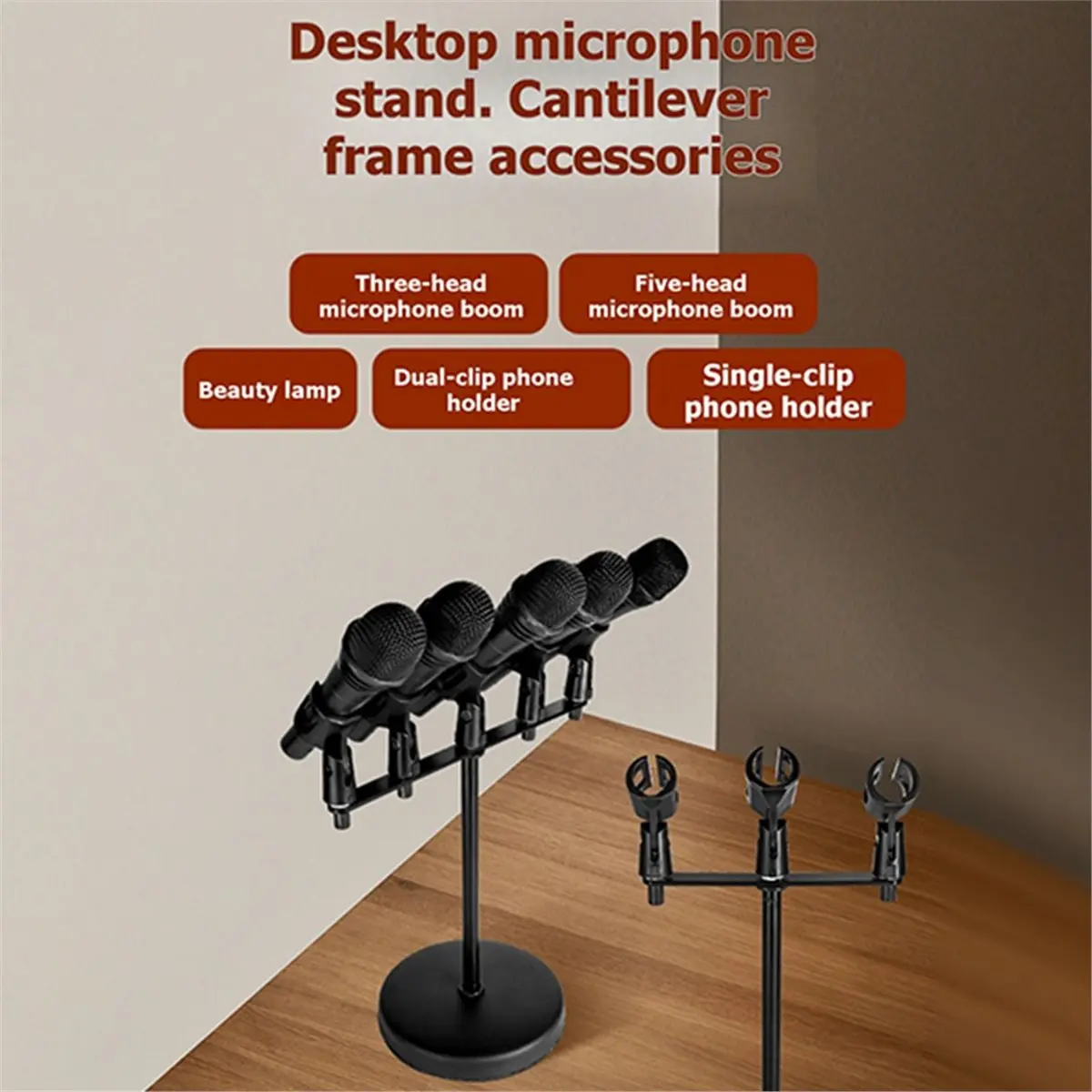 618 Mega Sale Microphone Rods Microphone Bar Base Mic Holder Mount Brackets Stand with 3/8inch Thread Screws Five Head