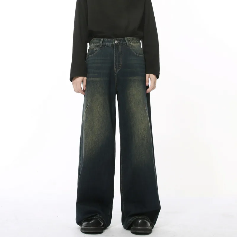

American Style Men Jeans New Oversized Casual Trousers Wide Leg Streetwear Straight Loose Male Denim Pants 2025 Spring