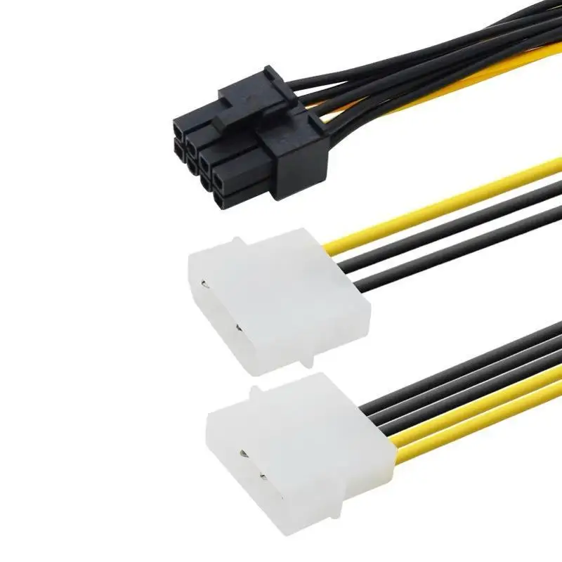 8Pin Male to Dual 4Pin Female PCIe Molex Power Cable High Compatibility for All Major Brand Graphics Cards