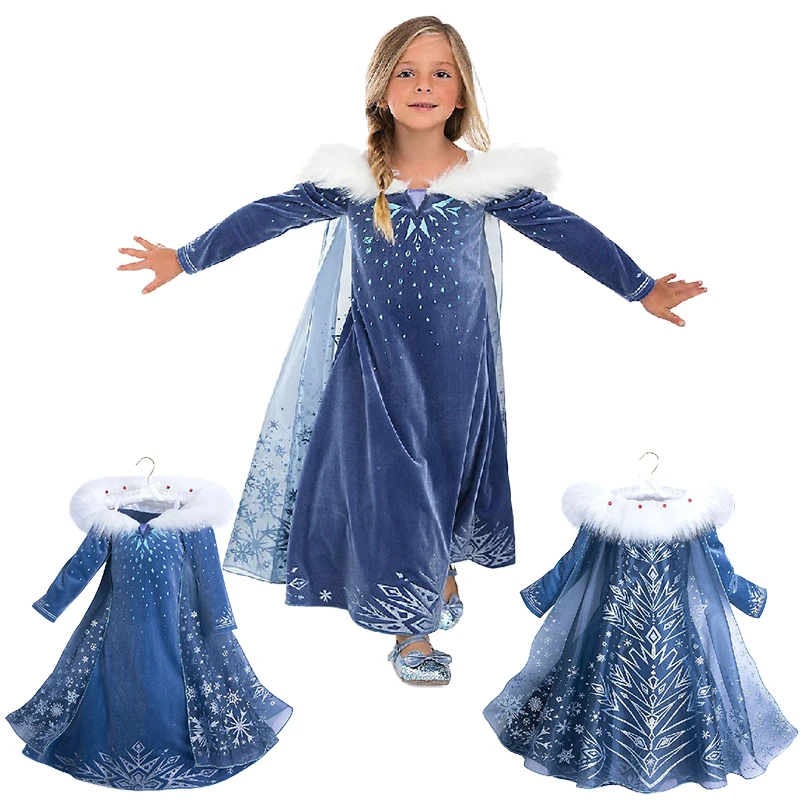 Halloween 2-10 Years Baby Girl Party Elsa Dress Christmas Princess Dress Kids Cosplay Snow White Anna Cinderella Mermaid Costume