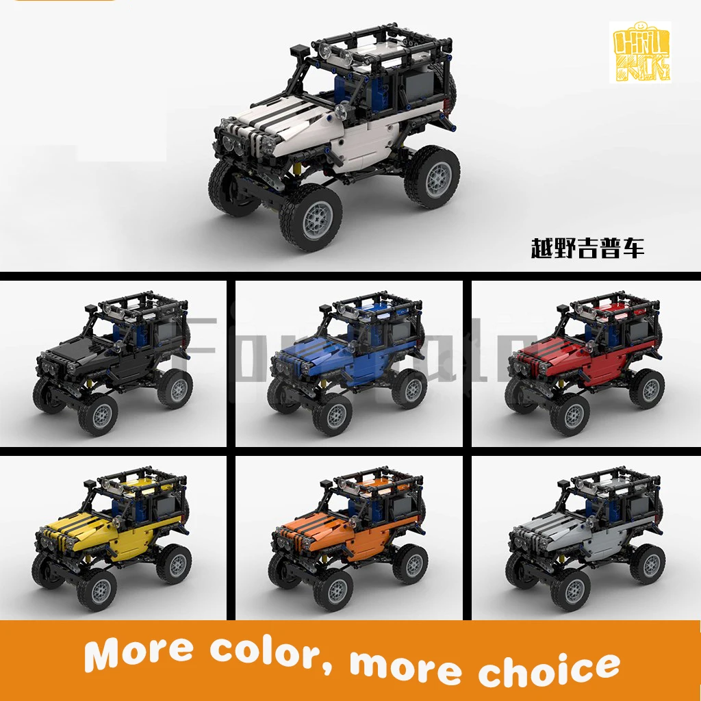 Moc-24142 4X4 Jeep Off Road Voertuig Model Met Pdf Tekeningen Bouwstenen Kids Diy Speelgoed Verjaardag Kerstcadeau