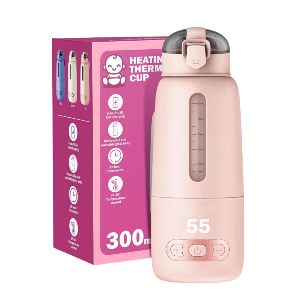 Portable Baby Bottle Heater USB Rechargeable15000mAh Food Grade Glass Body +1/-1℃Adjustable Outdoor Fast Soak Milk Bottle Warmer