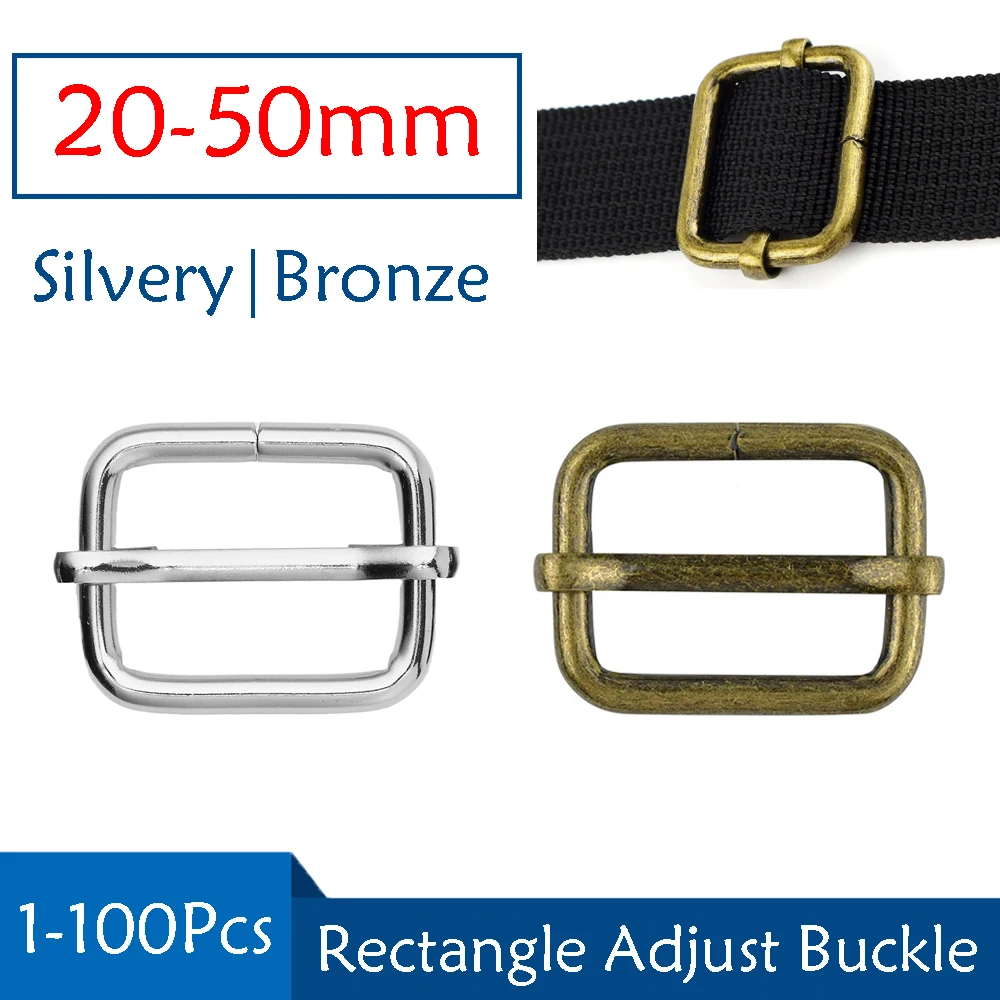 

20-50mm Metal Slides Square Ring Buckles Strap Adjuster For Belt Ribbon Strap Bag Hardware Sewing Cat Dog Collar DIY Accessories