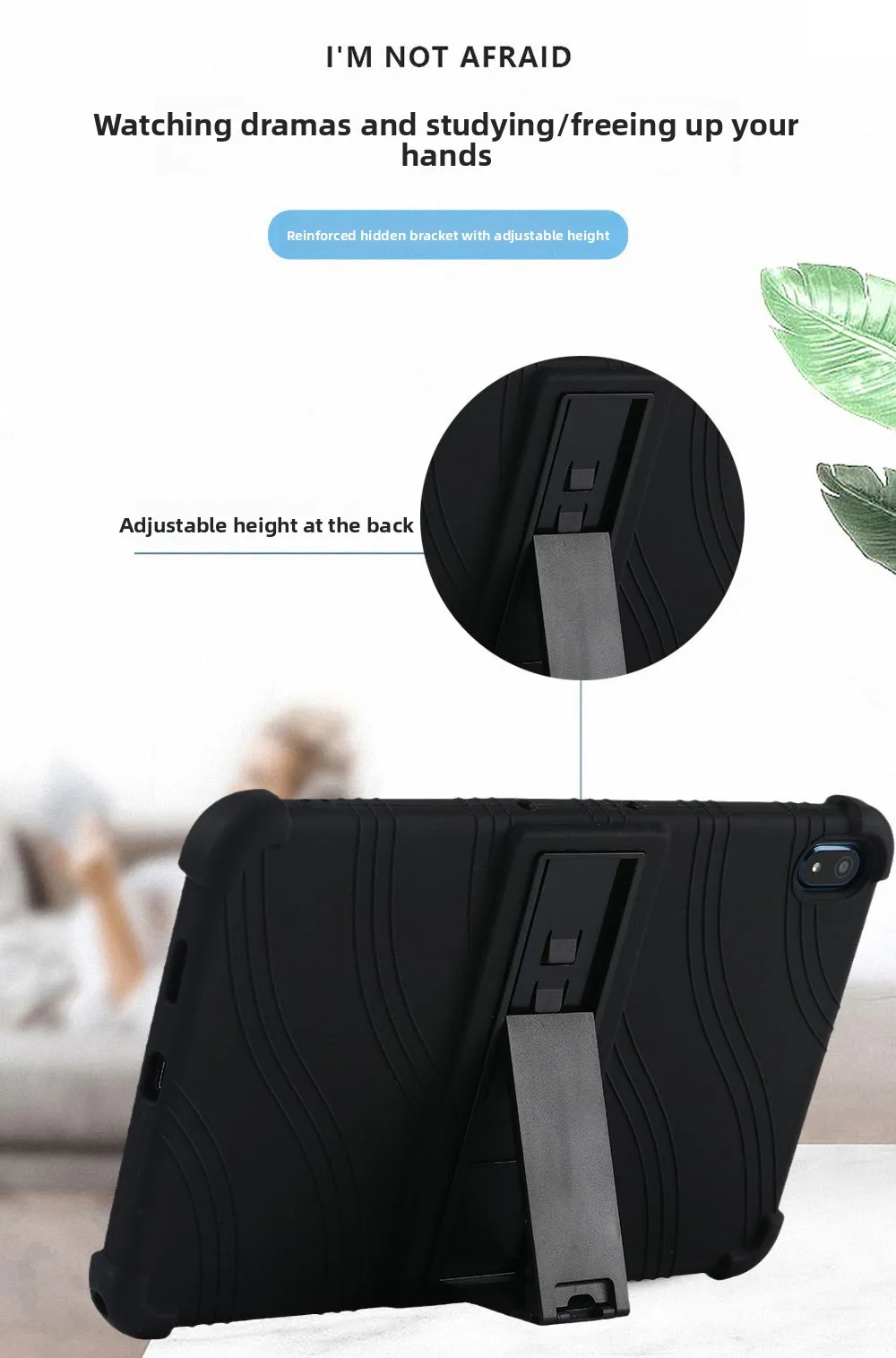 Für Nokia T20 10,4 Zoll Tablet-Hülle, Silikonhülle mit Ständer, stoßfest, stoßfest, Ganzkörper-Schutzhülle für Kinder – Detail 3