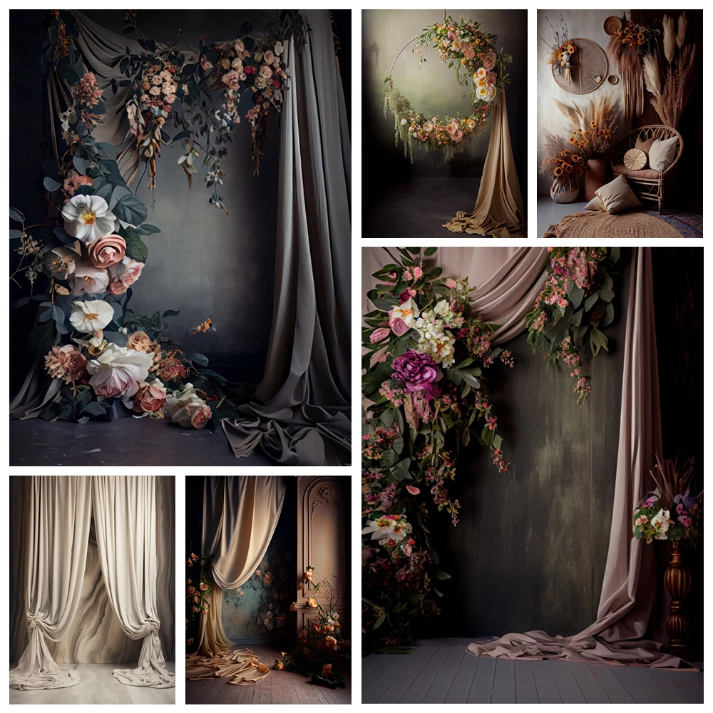 Wedding Portrait Photography Backdrop Vintage Interior Art Oil Painting Flower Pregnancy Bridal Shower Adult Photo Background