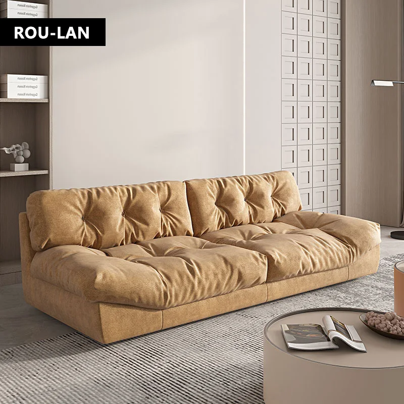 Modern minimalist suede fabric sofa living room fabric minimalist large and small apartment sofa down sofa