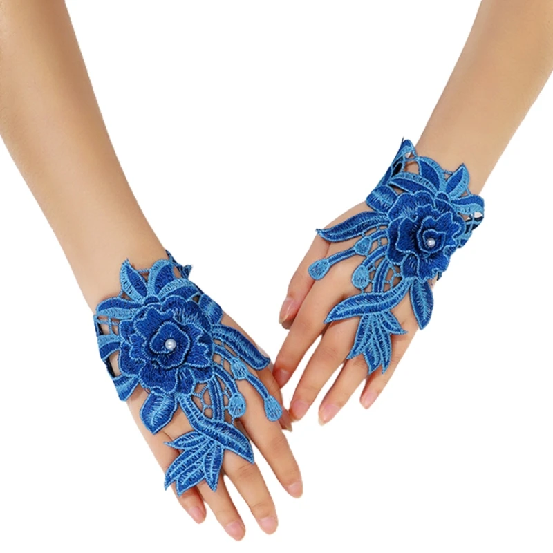 Embroidered Lace Gloves Fingerless Wrist Cover Floral Hollow Lace Wristband