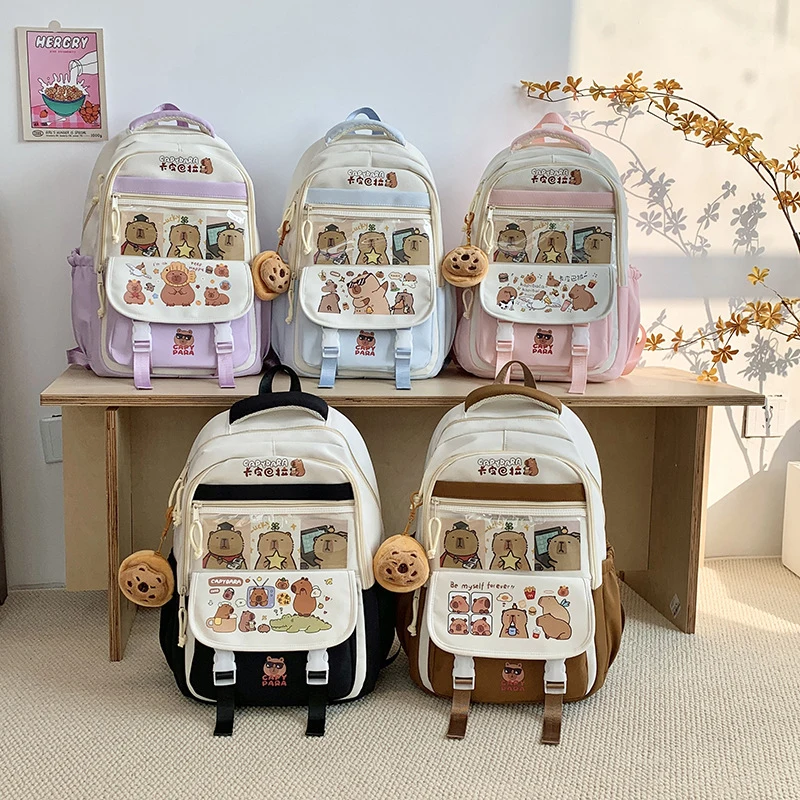 

Kawaii Capybara Backpack Cute School Bag Fashion Cartoon Print Campus Backpack Large Capacity Lightweight Backpack Gifts