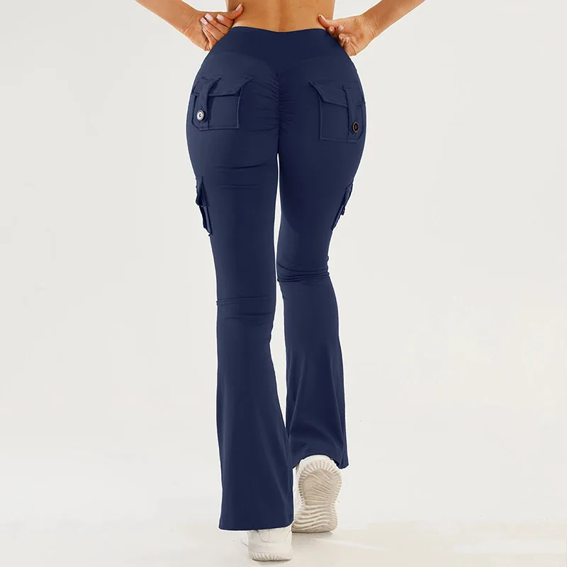 2026 New High Stretch Yoga Leggings Women Fitness Workwear with Pockets Wide Leg Sports Pants Hip Lifting Quick Drying Leggings