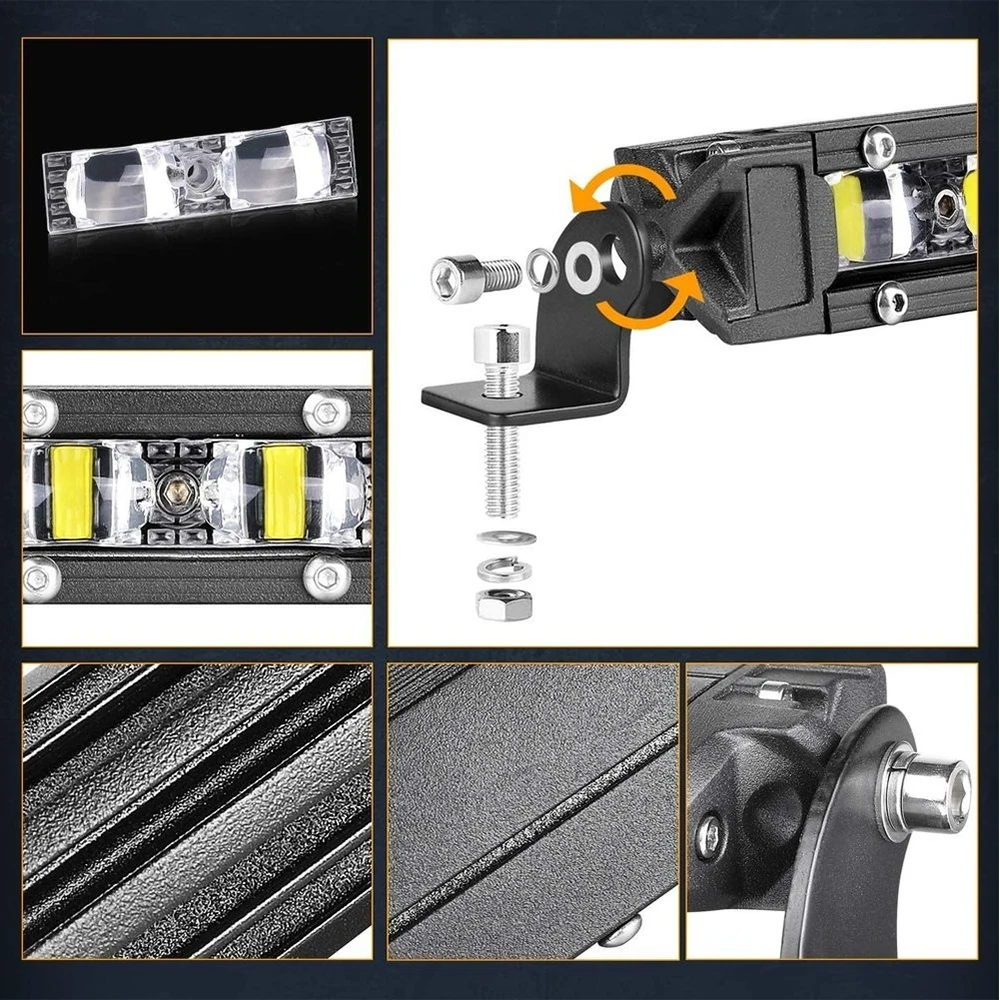 5,5' 8' 10' 14' 6D-Linsen-LED-Leiste für Offroad 4x4 Arbeitsleuchte Einreihige/Doppelreihige Lichtleiste Weiß Gelb Frontstoßstange Kühlergrill – Detail 5