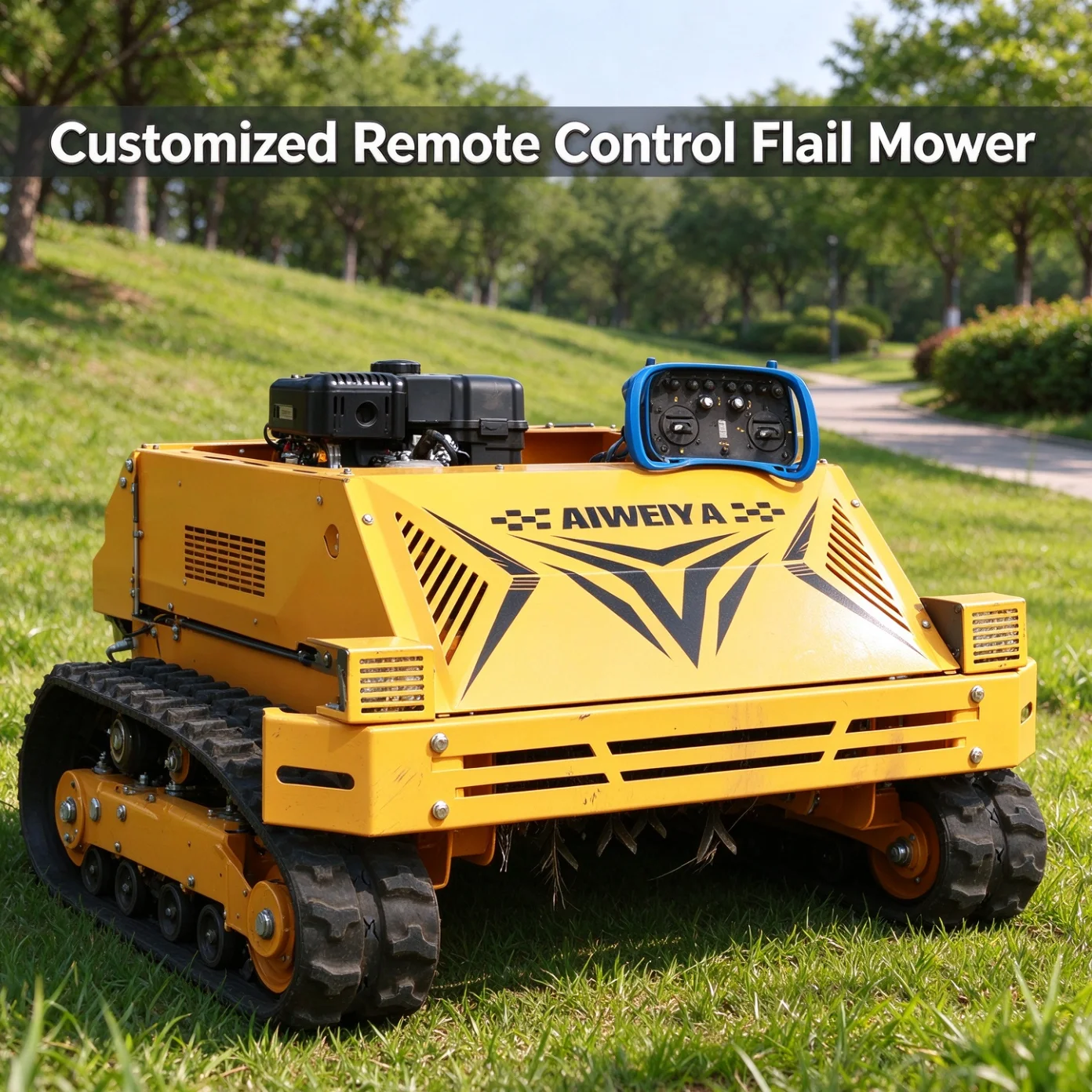 Customized Factory Wholesale Powerful Remote Control Flail Mower Anti Slip Walking Track Large Displacement Engine For Hill Farm