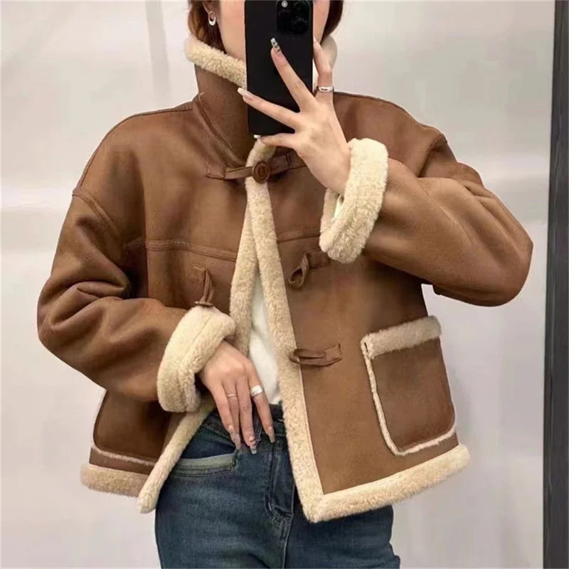 

Lamb Fur Jacket fur Integrated Jacket For Women's 2024 Winter Coat New Thicken Suede Motorcycle Plush Jacket Trendy High Quality