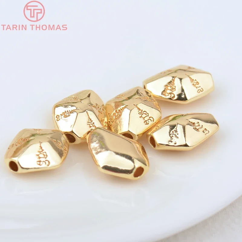 (2897)6 buah 14.2x12MM lubang 2MM 24K warna emas kuningan manik-manik ukir tidak beraturan kualitas tinggi Diy perhiasan temuan aksesoris