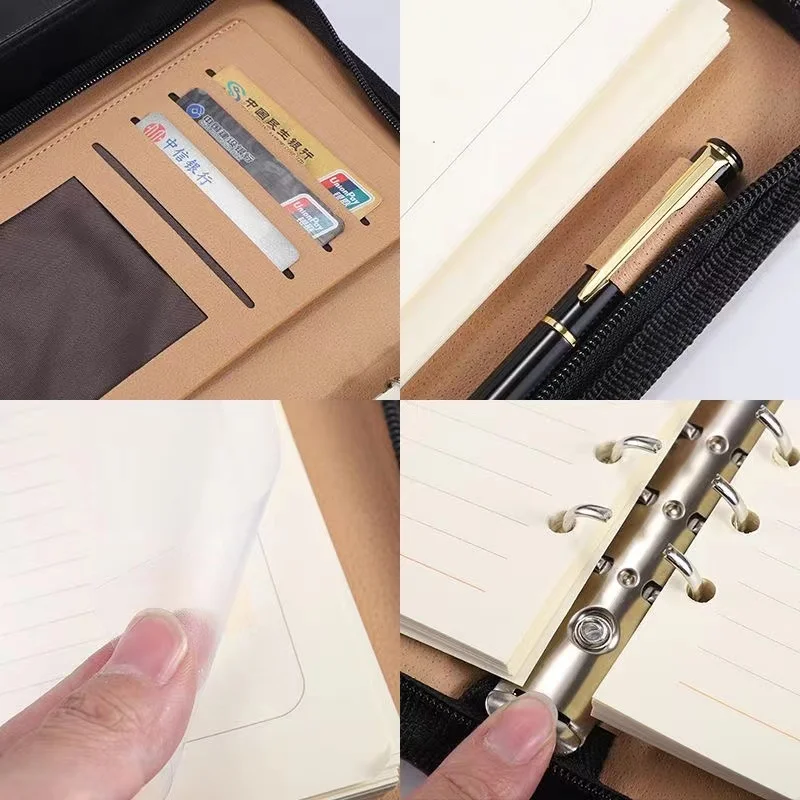 Imagem -05 - Binder Espiral Notepad com Calculadora Padfolio Diário Notebook Business Manager Zipper Bolsa Manual Agenda Planner Business Manager