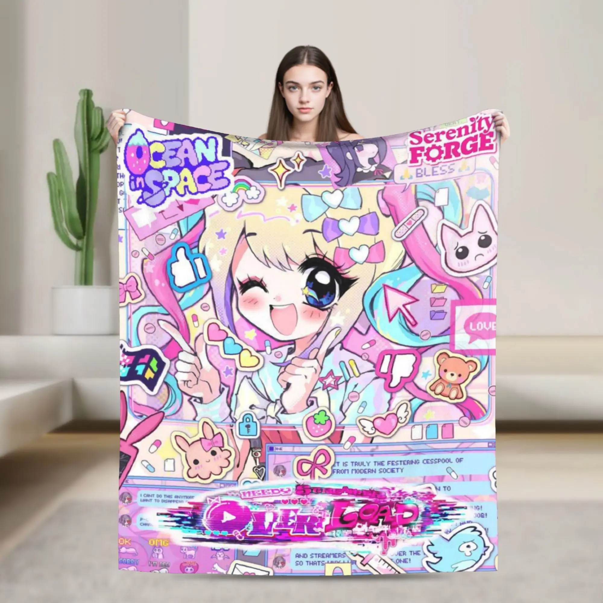 Needy Girl Streamer Overload Blanket Flannel  Comfortable Soft Throw Blankets for Bed Rug Piece