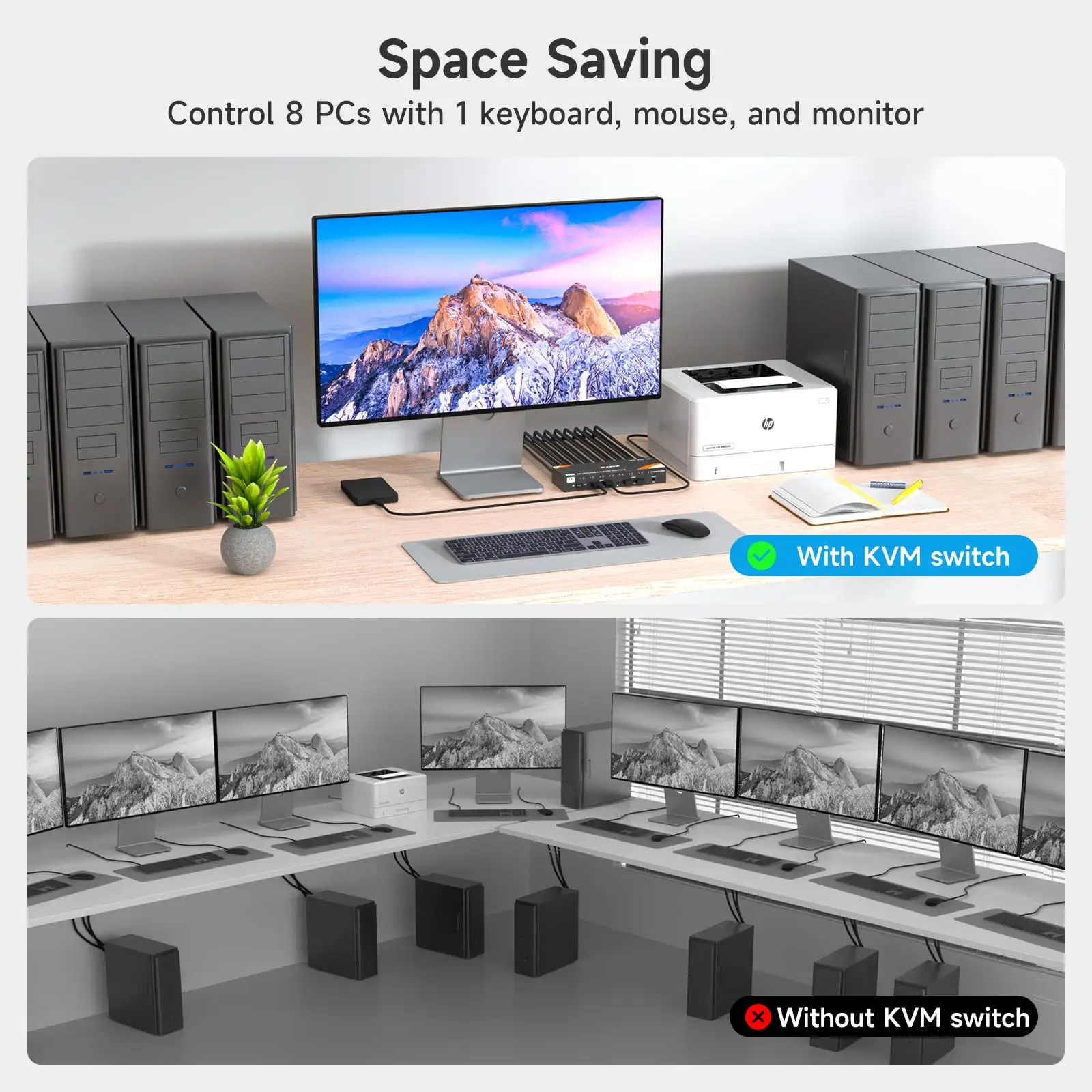 Switch KVM USB 3.0 Computer 8/10 1 monitor Simulazione EDID 4K a 60 Hz, switch HDMI per computer 8/10 Condividi 1 monitor 4 dispositivi USB