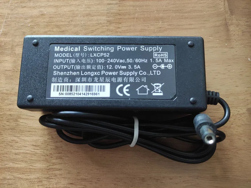 

Original Longxc 12V 3.5A 42W Medical Switching Power Supply LXCP52 AC Adapter Charger 5.5*2.1mm