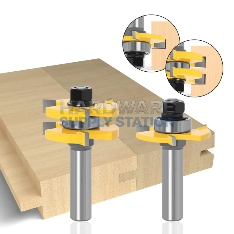 

Набор из 2 фрез для Т-образных пазов с 3 зубьями и шарикоподшипником, для обработки дерева, фрезерования и гравировки