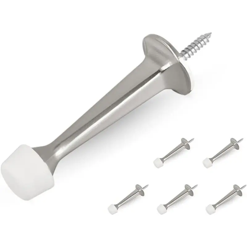 

AB41-6Pcs Heavy-Duty Solid Rigid Door Stops With Rubber Tips, Made Of Metal Material, For Walls And Doors