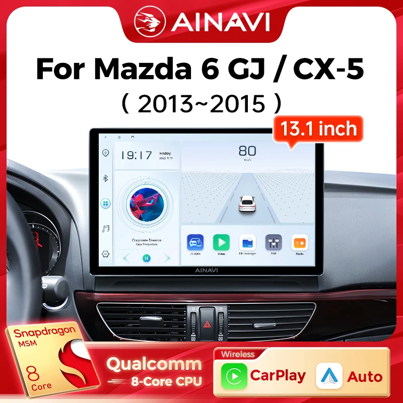 Ainavi 13.1 Inch For Mazda 6 GJ Atenza CX5 CX 5 2013 2014 2015 Car Radio Carplay Android Auto Multimedia Player 