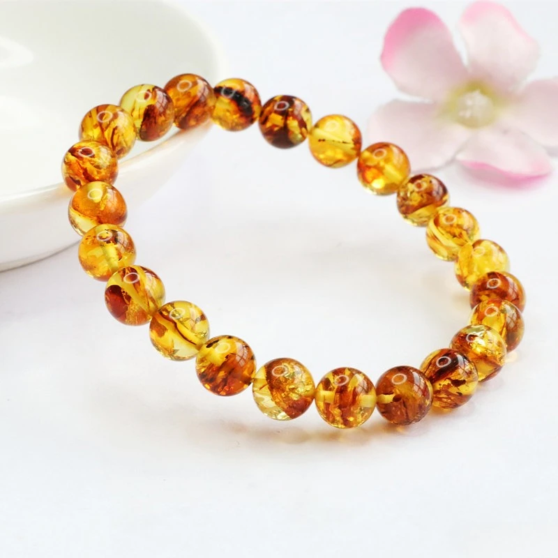 New Flower Bracelet Amber Gold Flower Beeswax Jewelry
