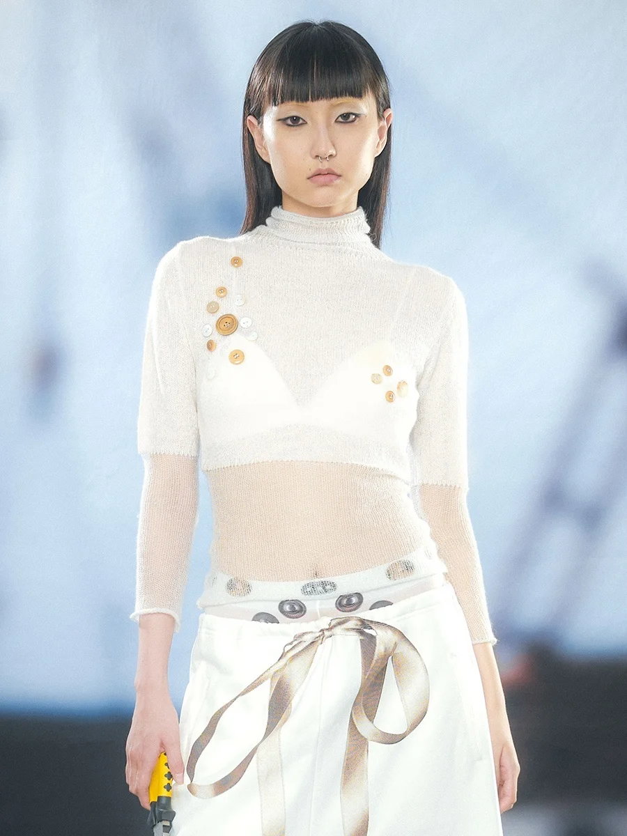 

TROPICEYE Оригинальный осенне-зимний свитер с пэчворком, вязаный, с длинными рукавами, эластичный, базовый, женский