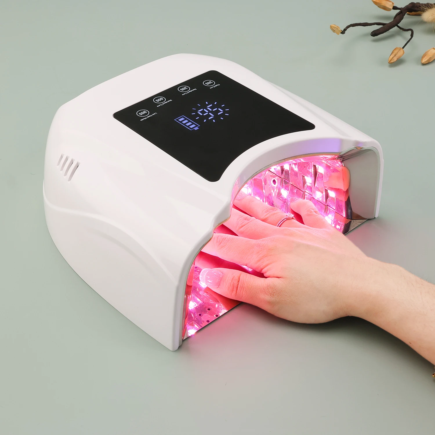 Lampe à ongles Rechargeable LED roses sans fil 98W UV LED sèche-ongles pour le durcissement des doigts lumière rouge légère
