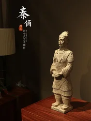 China's Qin Terracotta Warriors and Horses Ornaments Antique Features Art Crafts Bogu Frame Living Room Study Desktop Decoration