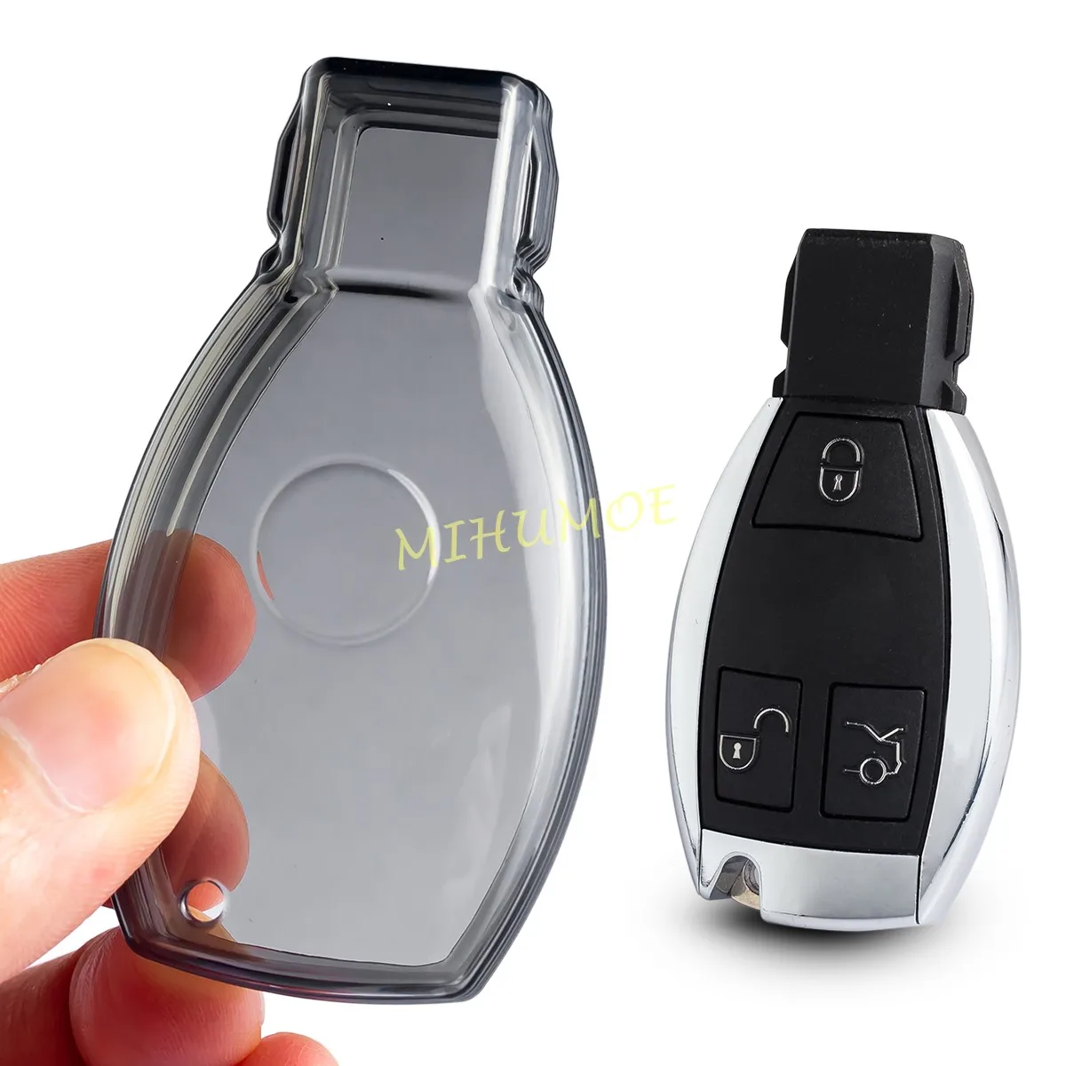 Voor Mercedes Benz A B C E S G M V-Klasse Cla Cls Gla Glc Gle Glk Gl/Gls Sl Slk Zwart Transparant Sleutelhanger Hoesje Cover Sleutelhanger