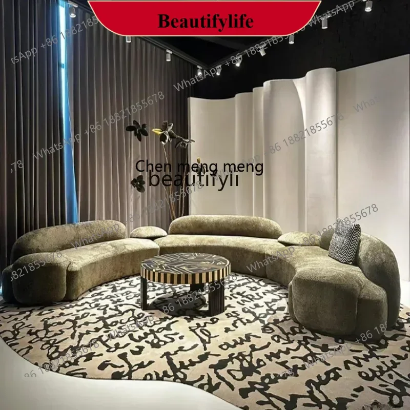 

z183 Designer Italian minimalist modern minimalist curved large square multi-person apartment corner straight row fabric sofa