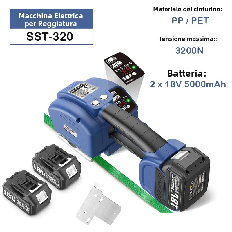 SWANSOFT: macchina elettrica per l’imballaggio con nastro, strumento portatile per l’imballaggio con nastro da 14-16 mm, strumento automatico per l’imballaggio con nastro in PP/PET e display digitale,