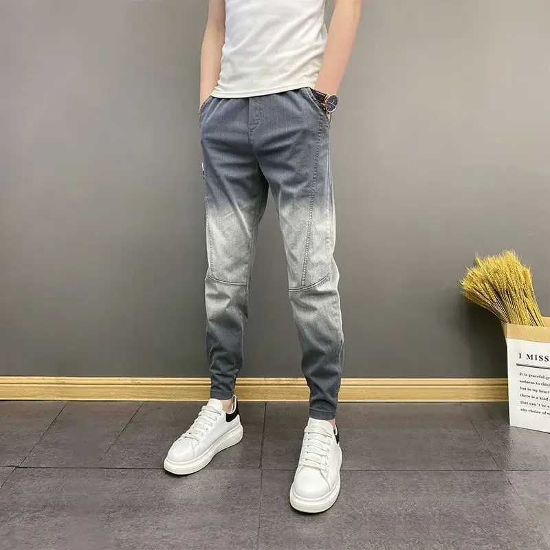 

Укороченные джинсы для мужчин Y2k Винтажная одежда 2000-х годов Новая осенняя одежда Брюки 2025 Корейские широкие брюки Trend Goth Man Ковбойские брюки
