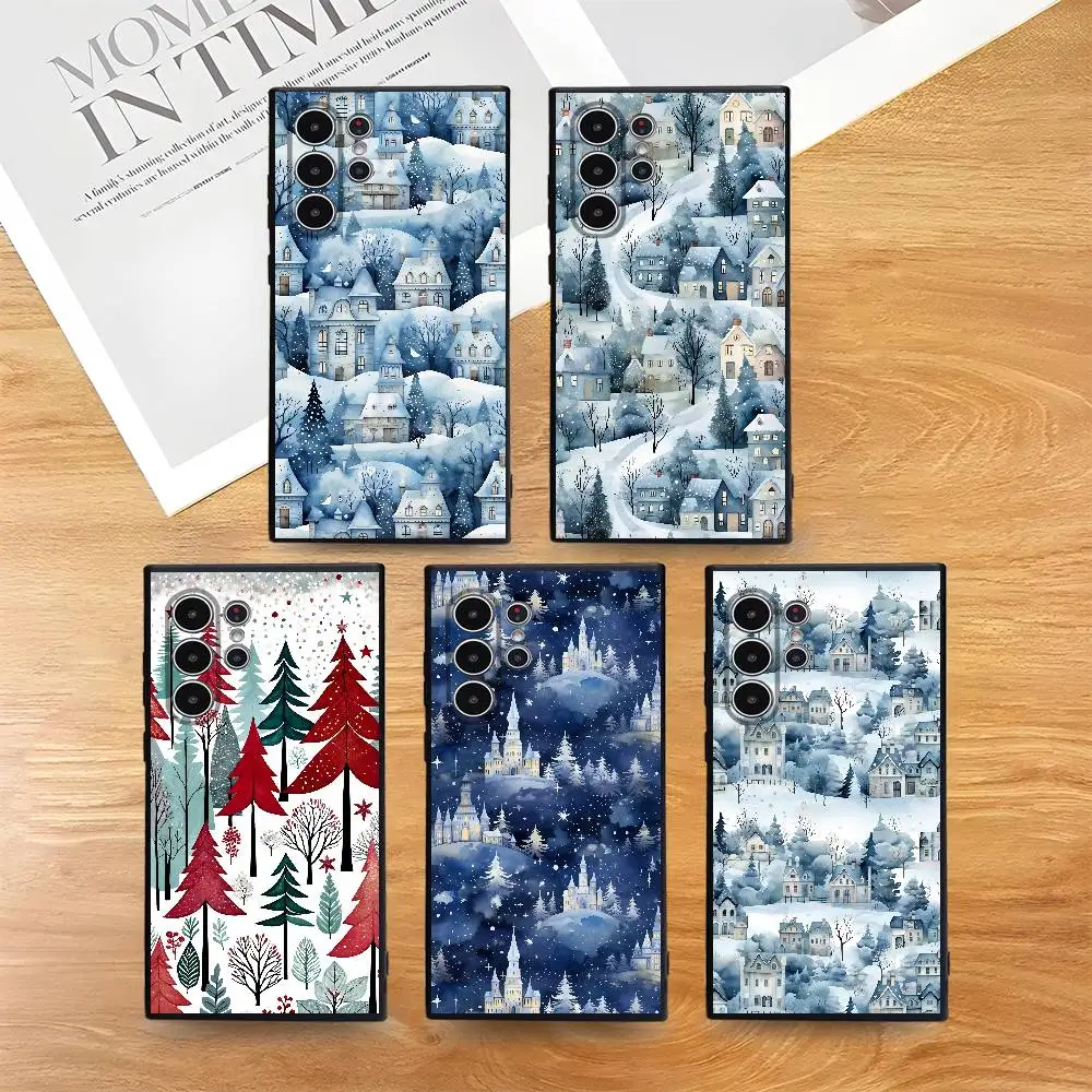 

Christmas Forest Cartoon Phone Case For Samsung Galaxy S25 S24 S22 S23 Ultra S21 S20 Plus 5G Frosted Non-Slip Full Soft Cover