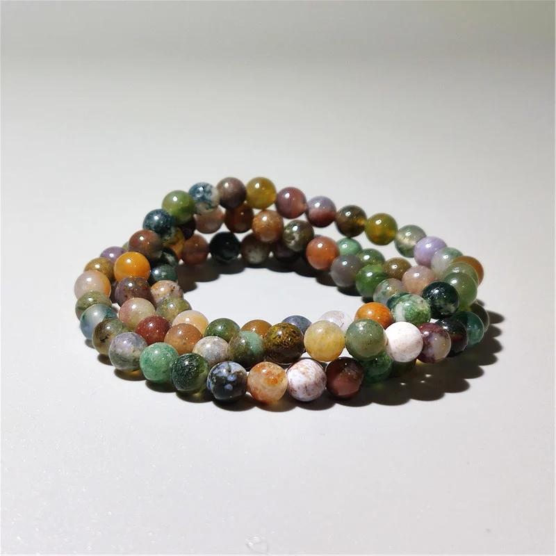 Genuine Natural Stone Bracelet Man Women Indian Agate Stone Bead Bracelets Jewelry Cylinder Wristband Bangle Gift Wholesale image 5