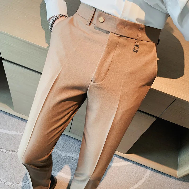 

British Style Autumn Solid Business Casual Suit Pants Men Clothing Simple All Match Formal Wear Office Trousers Straight 28-36