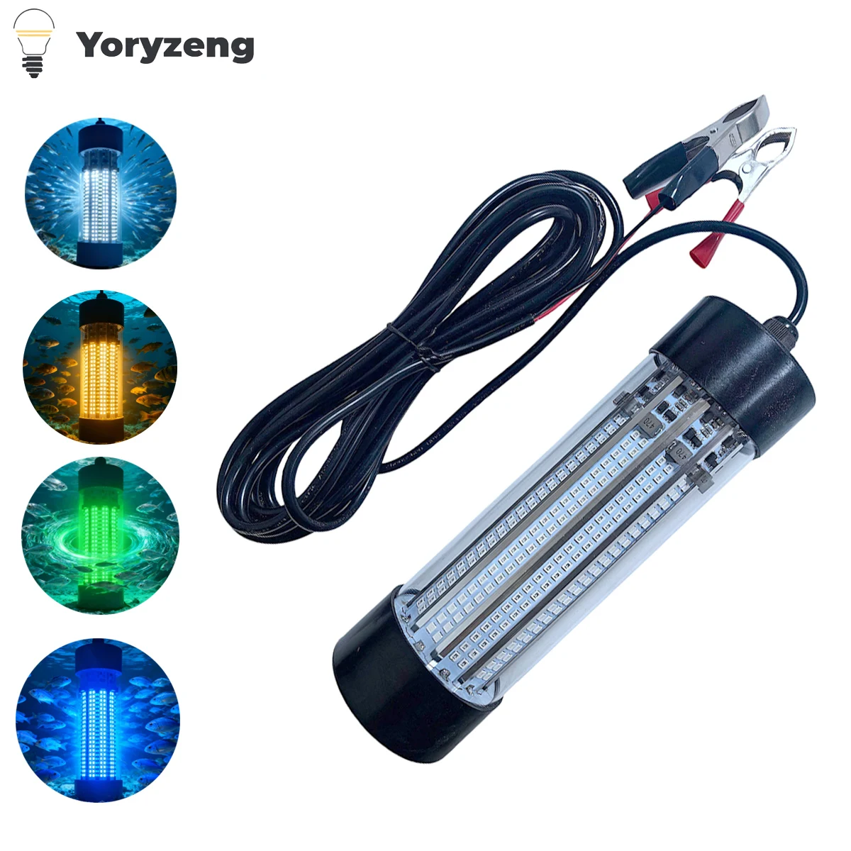 100W Underwater Submersible LED Fishing Light DC12V-24V IP68 With 5M Cord Waterproof Lures Finder Lamp Attracts Krill Light Lamp