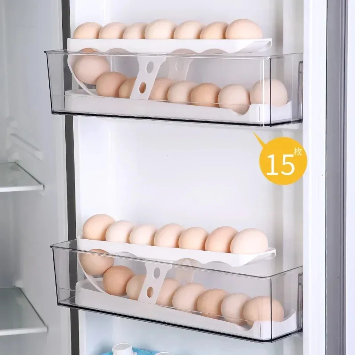 Convenient and space-saving rolling automatic egg dispenser holder rack - Practical organizer container for easy access and stor