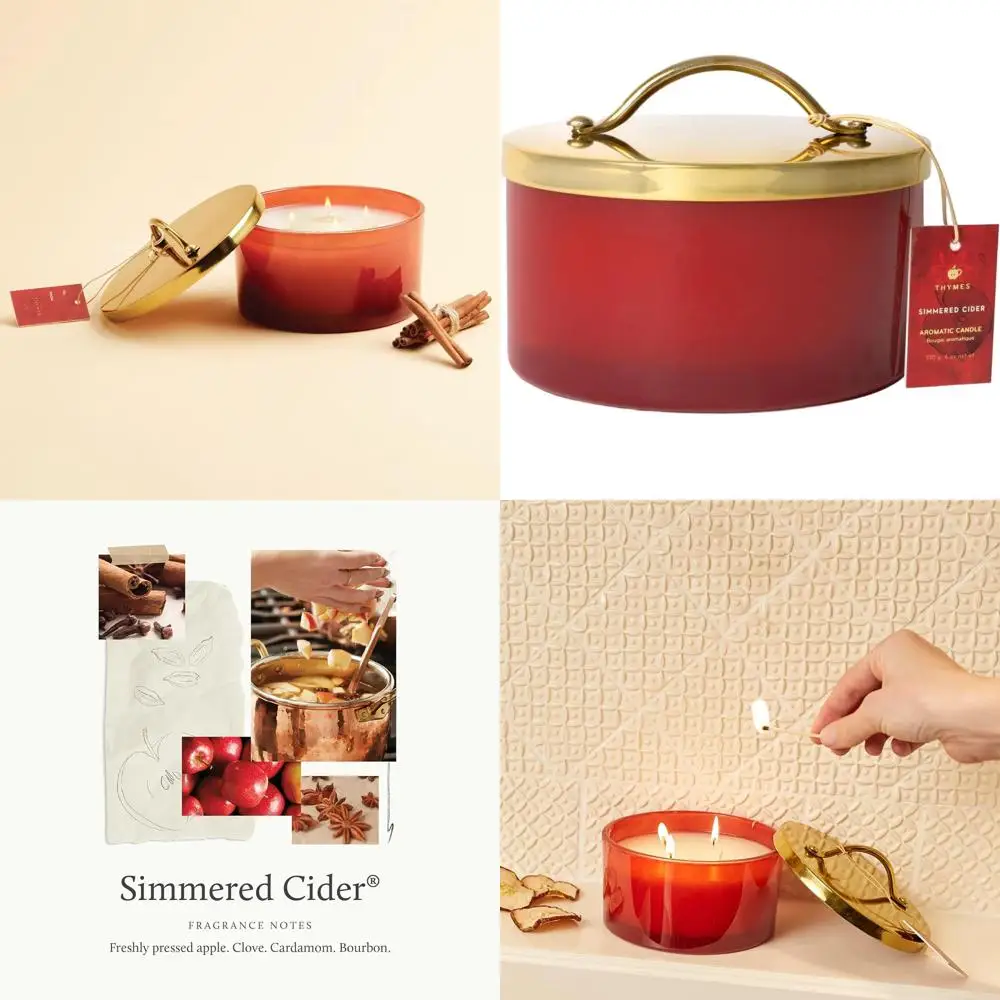 

Ароматическая свеча Autumn Harvest Red с 4 фитилями - Насыщенный аромат яблока, гвоздики и кардамона - Элегантный осенний аромат для дома - Красная с золотой крышкой (21 унция)