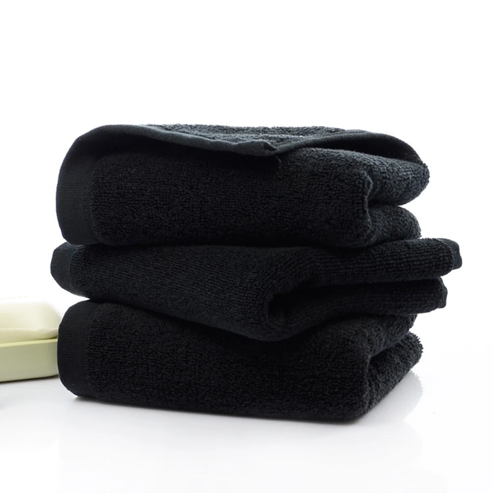 Black Towel Cotton Soft Face Towel Hotel Bathroom Beauty Parlor Home Strong Water Absorption Washcloth Kitchen Towels 35x75cm