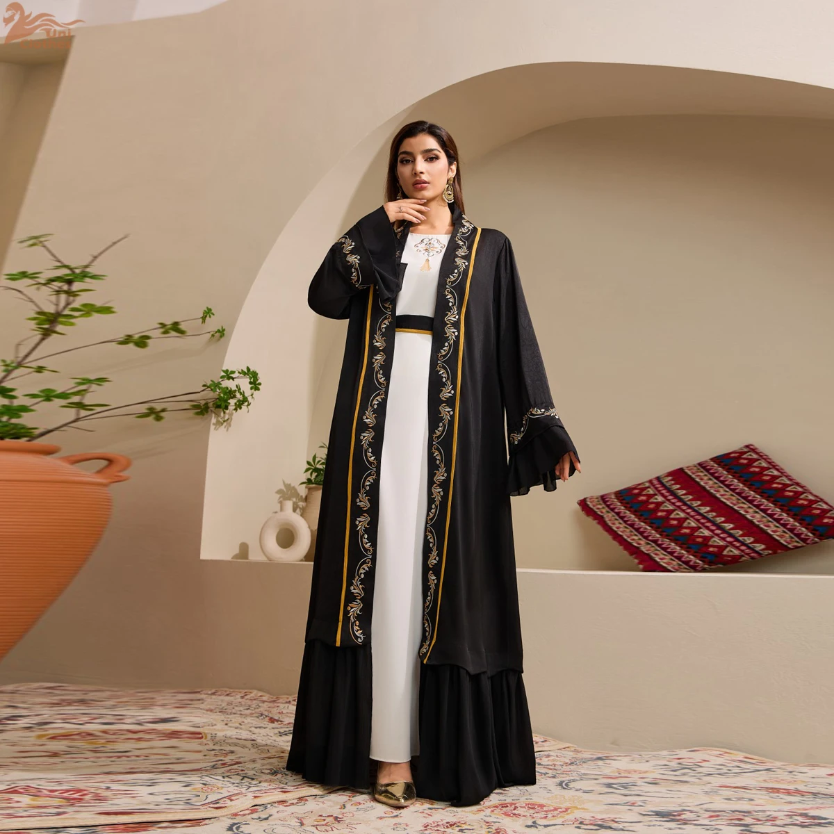 

Eid Muslim 2 Piece Set Women Embroidery Dresses Open Abaya Suit Jalabiya Ramadan Dubai Kaftan Party Vestidos Cardigan Robe 2026