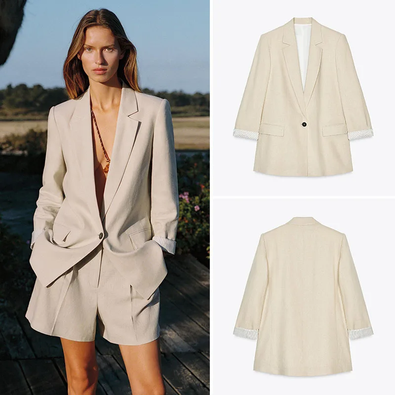 

Новое весеннее поступление, женский повседневный костюм с манжетами и принтом Jaet Street Sle Long Sve, верхняя одежда обычной длины цвета Faion